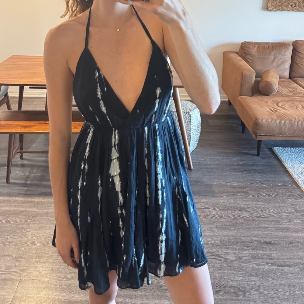 Zara Midnight Blue Halter Tie Dress
